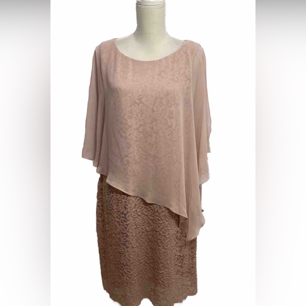 NWT Connected Nude Lace Sleeveless Cape Dress